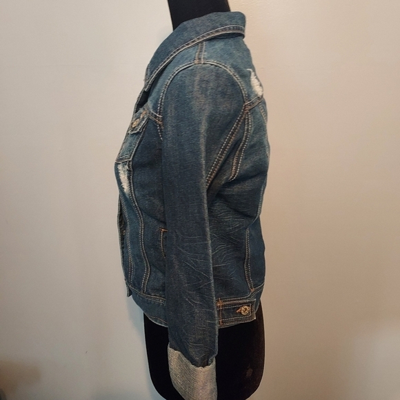 Mudd Jean Jacket Distressed Cropped Size Medium Juniors - Picture 7 of 9